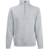Fruit Of The Loom Heren Ritssluiting Nek Sweatshirt Top (Heather Grijs)