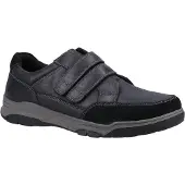 Hush puppies Heren Fabian leren schoenen met dubbele band (Zwart)