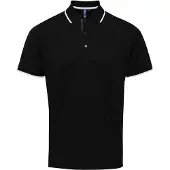 Premier Heren Coolchecker Contrast Pique Poloshirt (Zwart/Wit)