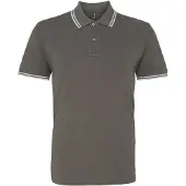 Asquith & Fox Heren Klassiek Fit getipt Poloshirt (Houtskool/Wit)