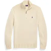 Ralph Lauren trui creme effen half zip
