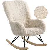 Beliani AKRA - Schommelstoel - Lichtbeige - Kunstbont