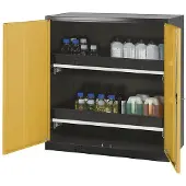ASECOS Chemicaliënkast, vleugeldeur, 2 uittrekbare bakken, 1055x520x1105 mm, veiligheid: