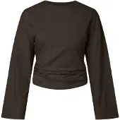 Pieces Shirt 'PCAlli' donkerbruin