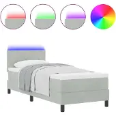 vidaXL LED Box Spring Bed Lichtgrijs 80 x 200 cm Fluweel