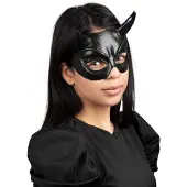 Partychimp Zwarte Duivel halfmasker voor volwassen