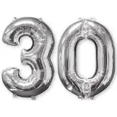 Amscan - Folieballon verjaardag '30' - zilver - Ø 66 cm - Set-1