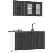 vidaXL 4-delige Keukenkastenset Lucca bewerkt hout zwart