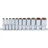 Bgs Doppenset twaalfkant, diep 3/8 inches 11 delig