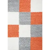 Muratap Basic shaggy geblokt vloerkleed oranje / grijs hoogpolig- 160x230