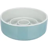 Trixie - Voerbak - Anti Schrokbak - Slowfeeding - Keramiek - Grijs/Blauw - 17X17 cm - 900 ML