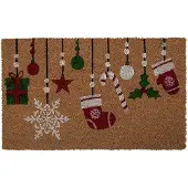 Clayre & Eef Deurmat 75x45x1 cm Bruin Kokos Kerst