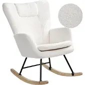 Beliani SANDVE - Schommelstoel - Wit - Bouclé