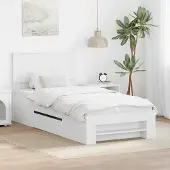 vidaXL Bedframe met hoofdeinde Wit 90 x 200 cm Bewerkt hout