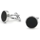Suitable Manchetknoop Studs Rond Zilver Zwart -
