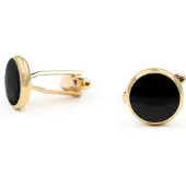 Suitable Manchetknoop Rond Goud Zwart -
