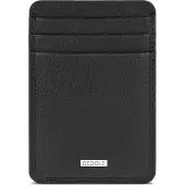 Redolz Leather Essentials creditcardhouder RFID leer 7 cm met geldclip - 3 Sleuven - black