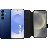 Samsung Galaxy S25 128GB Donkerblauw 5G + BlueBuilt Book Case Zwart