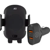 ACT Telefoonhouder Auto Luchtrooster/Dashboard met Draadloos Opladen + Oplader 18W