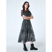 Smart & Joy Theejurk met tule en visgraatprint