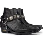Infinity Leather Zwart lederen westerse Winklepicker gotische laarzen voor heren