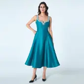 Smart & Joy Cocktailjurk met hartvormig decolleté en kralen