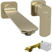 Blaufoss Bodan inbouw wastafelkraan brushed champagne gold incl. inbouwelement