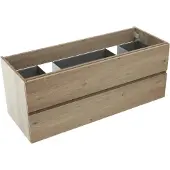 Storke Edge zwevende wastafelonderkast 120 x 46 cm ruwe eik 2 lades 2 sifonuitsparingen