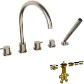 Blaufoss Round 5-gats Badrandkraan Brushed Coolmetal Incl. handdoucheset