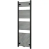 VIPERA Kanza enkele handdoekradiator 50 x 150 cm centrale verwarming mat zwart zij- en middenaansluiting 842W