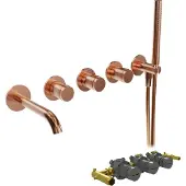 Blaufoss Pavilion Inbouw badkraan thermostatisch Brushed Rosegold Incl. handdoucheset incl. inbouwelement