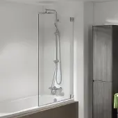 Luca Varess Pure enkele badwand 90 cm helder glas glanzend chroom profiel