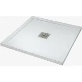 Linie Lido douchebak 80 x 80 cm composietmarmer mat wit leisteenstructuur