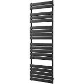 VIPERA Vulcan enkele handdoekradiator 60 x 180 cm centrale verwarming mat zwart zij- en middenaansluiting 1.252W