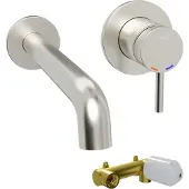 Blaufoss Round inbouw wastafelkraan Brushed CoolMetal incl. inbouwelement