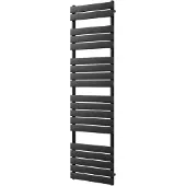 VIPERA Vulcan enkele handdoekradiator 50 x 180 cm centrale verwarming mat zwart zij- en middenaansluiting 1.044W