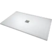 Linie Lido douchebak 140 x 90 cm composietmarmer mat wit leisteenstructuur