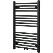 VIPERA Kanza enkele handdoekradiator 50 x 80 cm centrale verwarming mat zwart zij- en middenaansluiting 448W