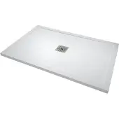 Linie Lido douchebak 120 x 80 cm composietmarmer mat wit leisteenstructuur