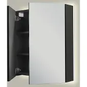 Linie Montro spiegelkast 70 x 75 cm mat zwart met spiegelverlichting