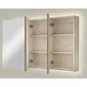 Linie Montro spiegelkast 120 x 75 cm grijze eik met spiegelverlichting