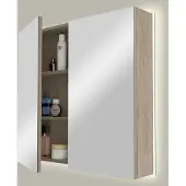 Linie Montro spiegelkast 80 x 75 cm grijze eik met spiegelverlichting