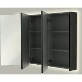 Linie Montro spiegelkast 120 x 75 cm mat zwart met spiegelverlichting