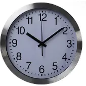 Perel Wandklok, rond, analoog, 30 cm, radiogestuurde tijdsaanduiding (DCF), aluminium, zilver