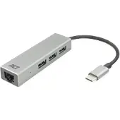 ACT USB-C 3-poorts hub met ethernet