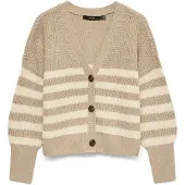Vero Moda Gebreid vest 'VMLEA' ecru / taupe