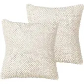 Beliani JOARA - Sierkussen set van 2 - Lichtbeige - Katoen