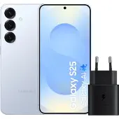 Samsung Galaxy S25 128GB Lichtblauw 5G + Oplader 25 Watt Zwart