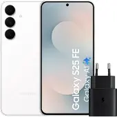 Samsung Galaxy S25 FE 128GB Wit 5G + Oplader 25 Watt Zwart