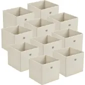 En.casa Opbergmanden 28x30x30 cm opvouwbaar set van 10 beige